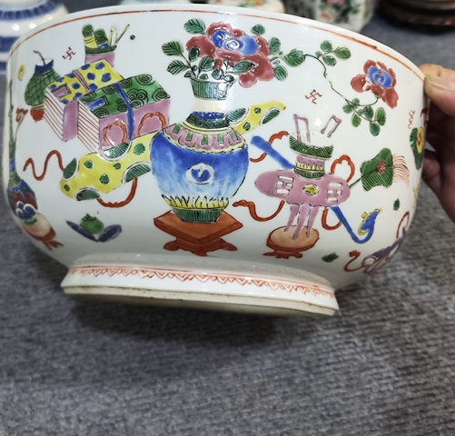 古玩陶瓷博古圖粉彩蓋缸真品鑒賞圖