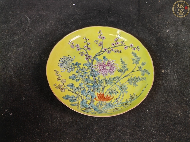 古玩陶瓷民國粉彩四季花卉盤真品鑒賞圖