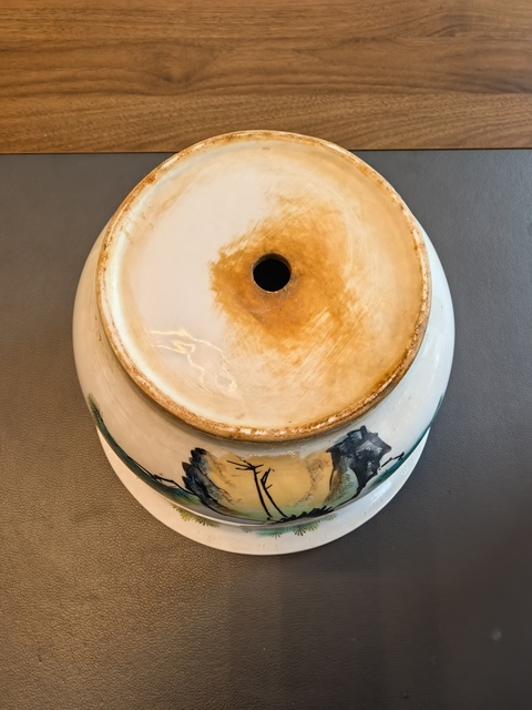 古玩陶瓷粉彩松鶴延年圖花盆真品鑒賞圖