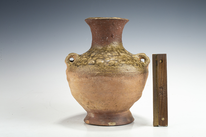 古玩陶瓷明以前·青釉水波紋雙系瓶真品鑒賞圖