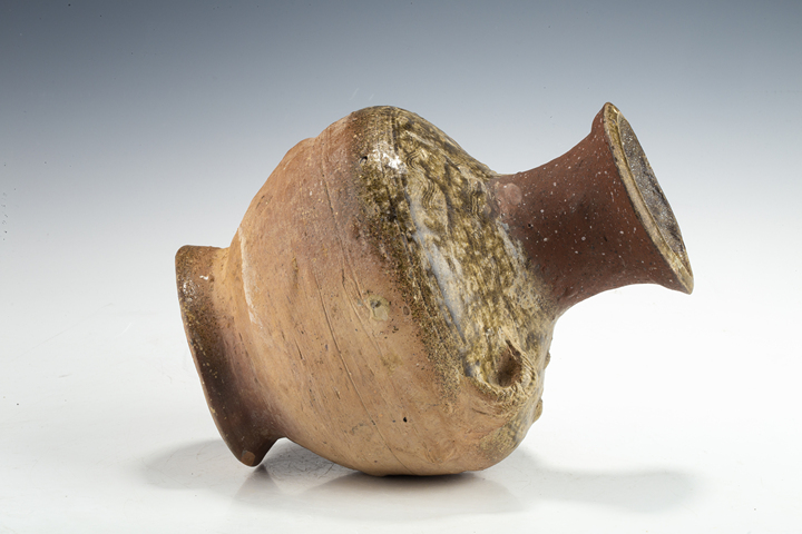 古玩陶瓷明以前·青釉水波紋雙系瓶真品鑒賞圖