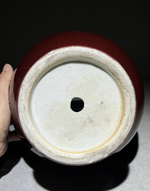 古玩陶瓷郎紅釉瓶真品鑒賞圖