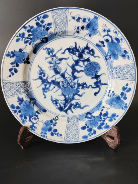 古玩陶瓷康熙青花盤(pán)·翠毛藍(lán)拍賣(mài)，當(dāng)前價(jià)格1650元