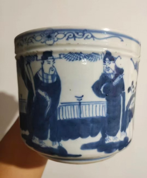 古玩陶瓷青花三星人物香爐真品鑒賞圖