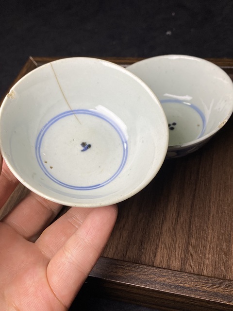 古玩陶瓷（標本）清中期青花茶碗拍賣，當前價格99元