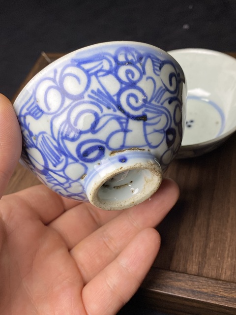 古玩陶瓷（標本）清中期青花茶碗拍賣，當前價格99元