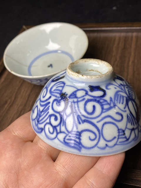 古玩陶瓷（標本）清中期青花茶碗拍賣，當前價格99元