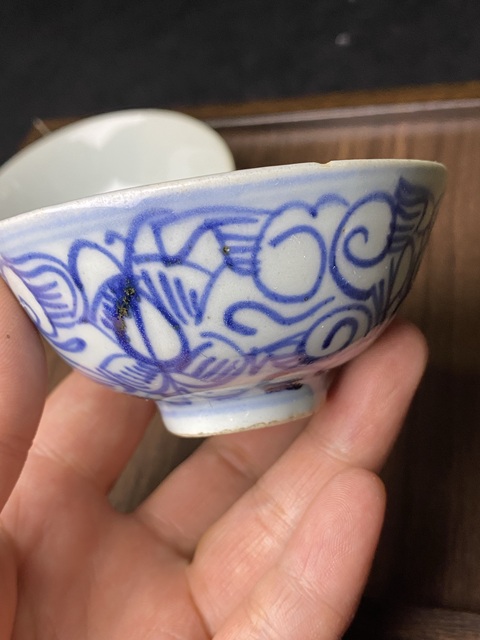 古玩陶瓷（標本）清中期青花茶碗拍賣，當前價格99元