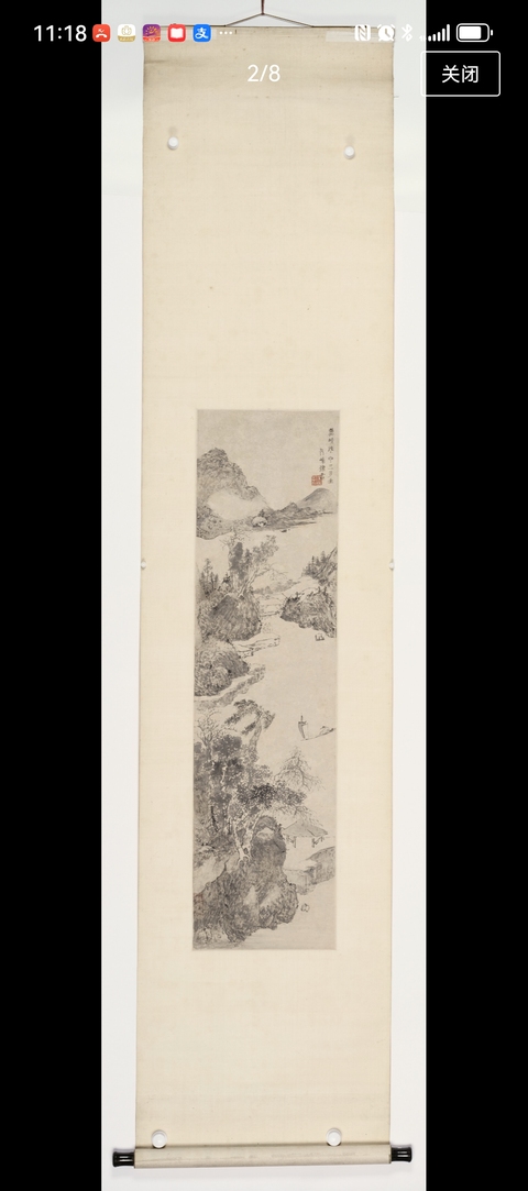 古玩字畫徐霖款水墨山水立軸真品鑒賞圖