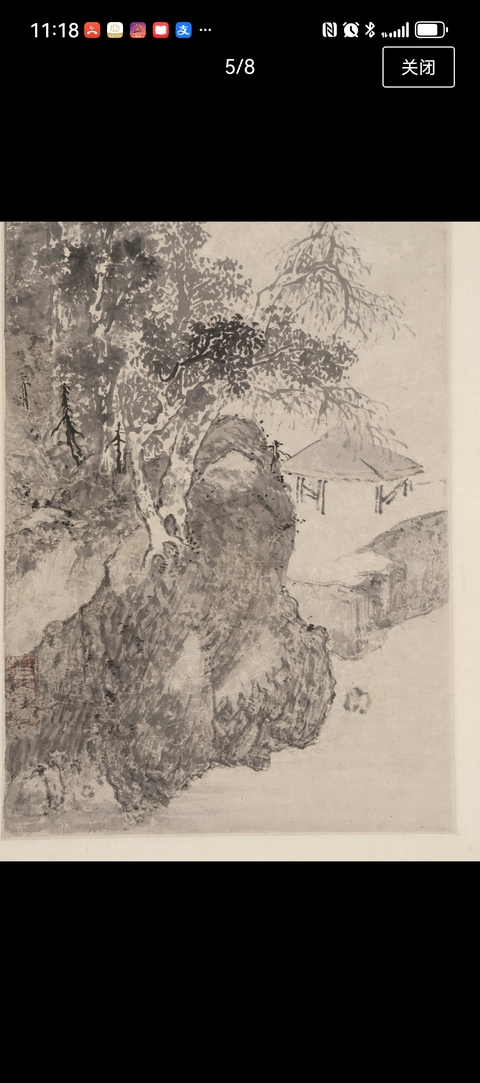 古玩字畫徐霖款水墨山水立軸真品鑒賞圖