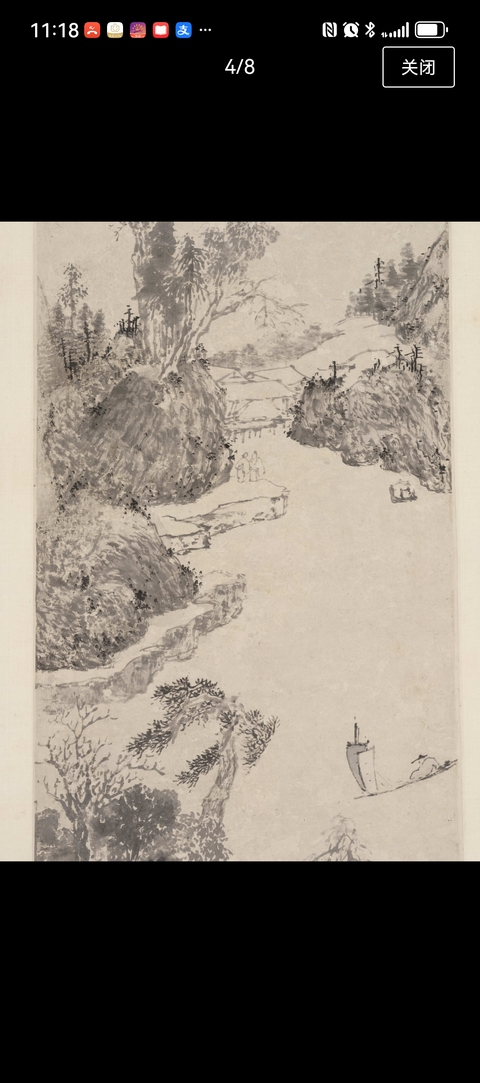 古玩字畫徐霖款水墨山水立軸真品鑒賞圖