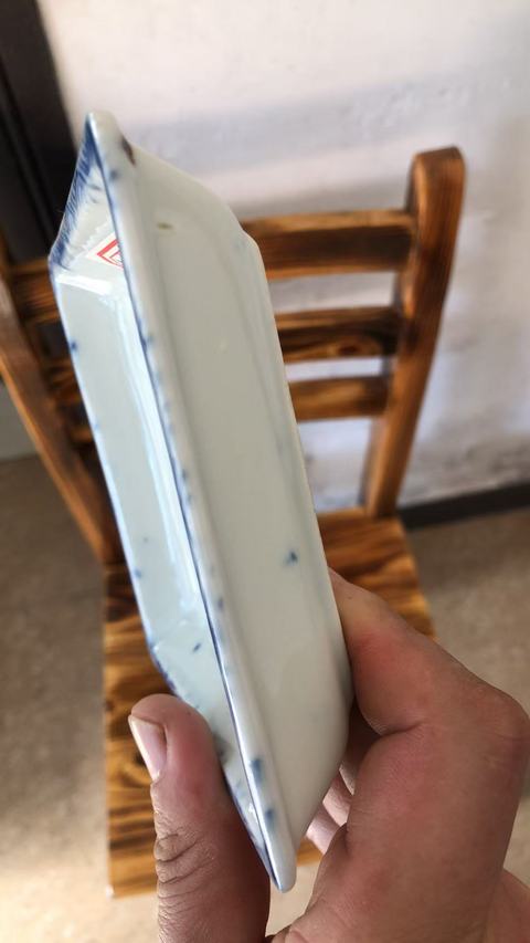 古玩陶瓷日本明治青花山水人物四方盤真品鑒賞圖