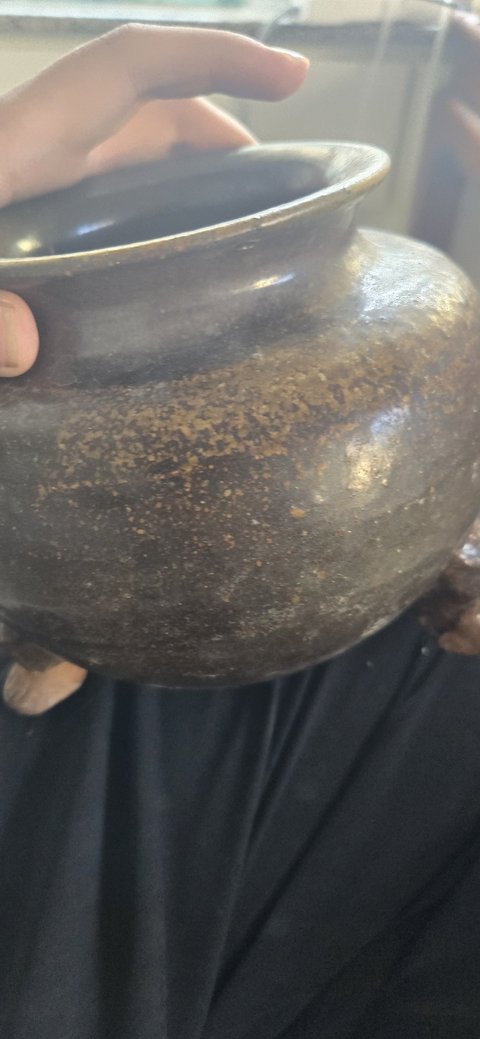 古玩陶瓷黑釉三足爐真品鑒賞圖