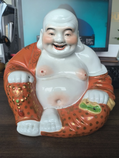 古玩陶瓷粉彩彌勒佛真品鑒賞圖