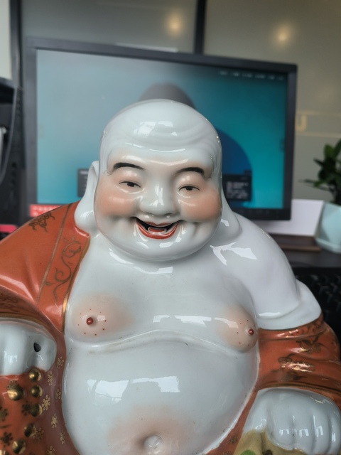 古玩陶瓷粉彩彌勒佛真品鑒賞圖