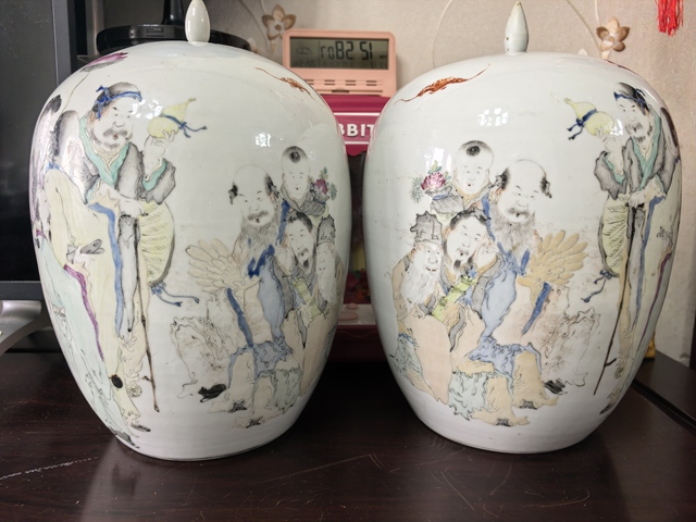 古玩陶瓷清晚期 馬慶云繪淺絳人物罐真品鑒賞圖