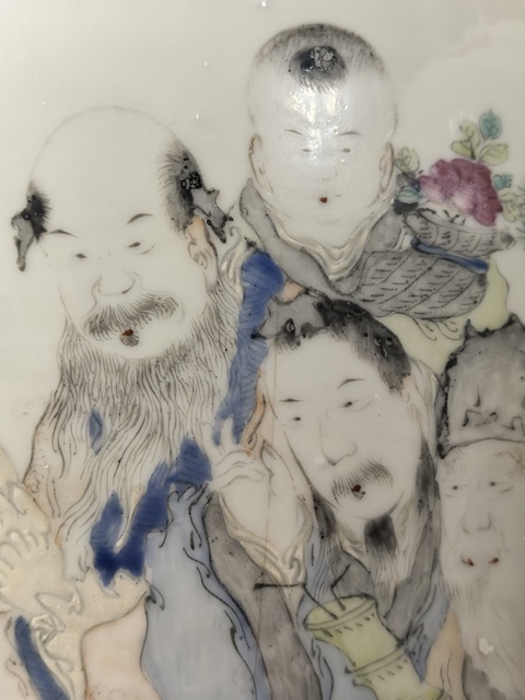 古玩陶瓷清晚期 馬慶云繪淺絳人物罐真品鑒賞圖