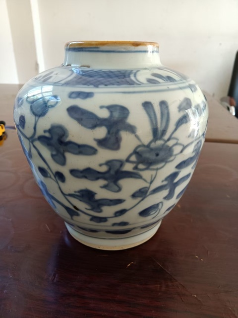古玩陶瓷晚明青花罐真品鑒賞圖