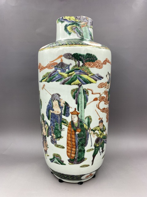 古玩陶瓷晚清 五彩西游記故事棒槌瓶拍賣，當前價格15555元