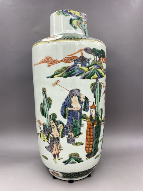 古玩陶瓷晚清 五彩西游記故事棒槌瓶拍賣，當前價格15555元