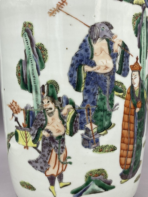 古玩陶瓷晚清 五彩西游記故事棒槌瓶拍賣，當前價格15555元