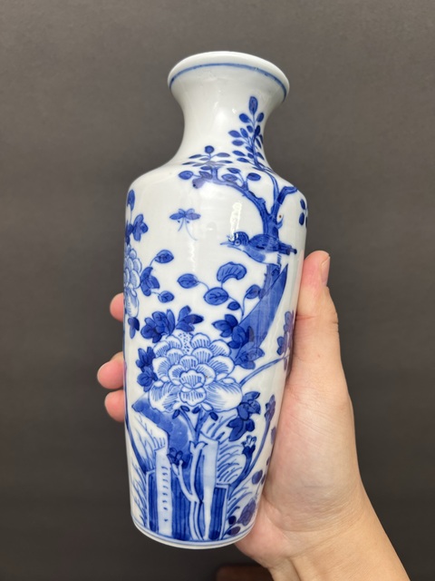古玩陶瓷清晚·青花花鳥紋瓶 真品鑒賞圖