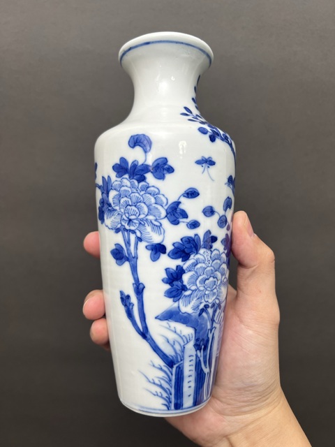 古玩陶瓷清晚·青花花鳥紋瓶 真品鑒賞圖