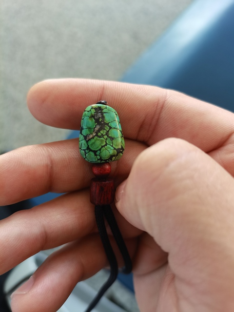 古玩玉器老綠松石扁珠真品鑒賞圖