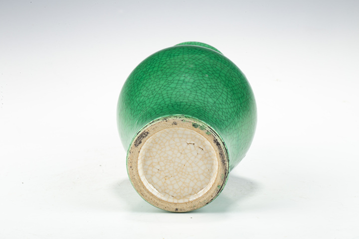 古玩陶瓷清晚·綠哥釉橄欖瓶真品鑒賞圖