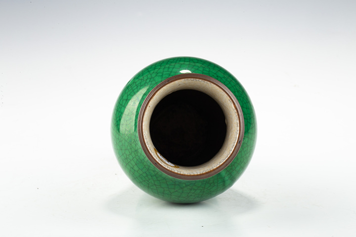 古玩陶瓷清晚·綠哥釉橄欖瓶真品鑒賞圖