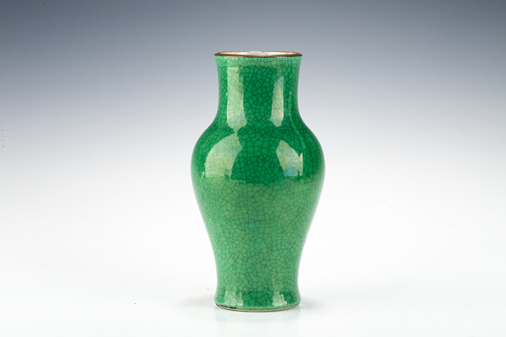 古玩陶瓷清晚·綠哥釉橄欖瓶真品鑒賞圖