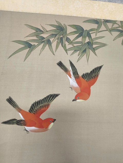 古玩字畫吳竹云佳鳥朝鳳工筆畫立軸真品鑒賞圖