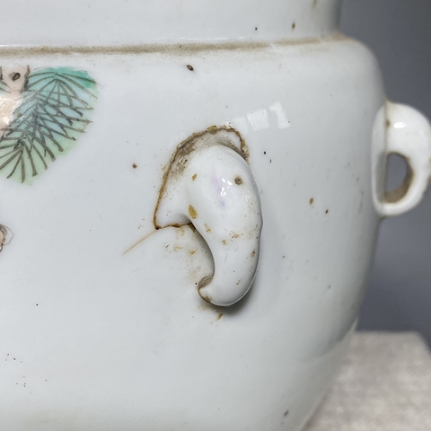 古玩陶瓷松鶴紋四系粥罐拍賣，當(dāng)前價(jià)格600元