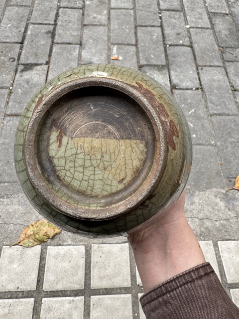 古玩陶瓷明末清初青釉罐真品鑒賞圖