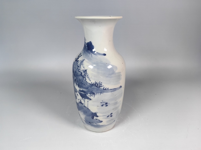 古玩陶瓷清中晚風景山水人物紋羅漢瓶真品鑒賞圖