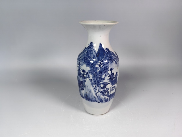 古玩陶瓷清中風景山水人物紋羅漢瓶真品鑒賞圖