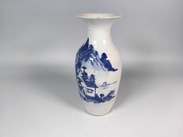 古玩陶瓷清中風景山水人物紋羅漢瓶真品鑒賞圖