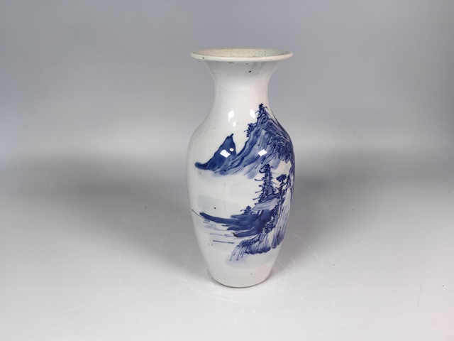 古玩陶瓷清中風景山水人物紋羅漢瓶真品鑒賞圖