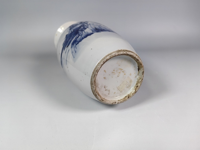 古玩陶瓷清中風景山水人物紋羅漢瓶真品鑒賞圖