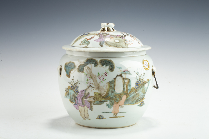 古玩陶瓷民國·粉彩合和二仙紋粥罐真品鑒賞圖