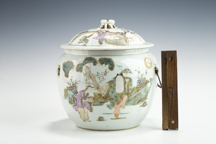 古玩陶瓷民國·粉彩合和二仙紋粥罐真品鑒賞圖