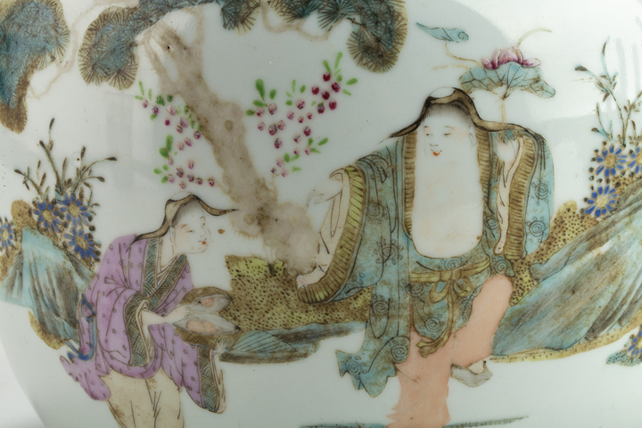 古玩陶瓷民國·粉彩合和二仙紋粥罐真品鑒賞圖