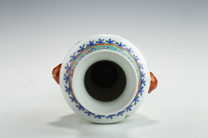 古玩陶瓷民國(guó)·粉彩花鳥(niǎo)紋輔首瓶拍賣(mài)，當(dāng)前價(jià)格1464元