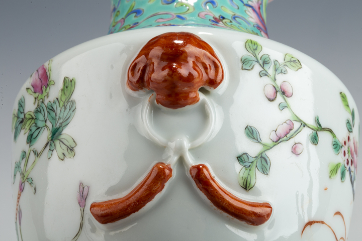 古玩陶瓷民國(guó)·粉彩花鳥(niǎo)紋輔首瓶拍賣(mài)，當(dāng)前價(jià)格1464元