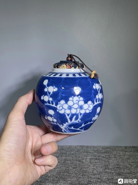 古玩陶瓷晚清青花冰梅罐真品鑒賞圖