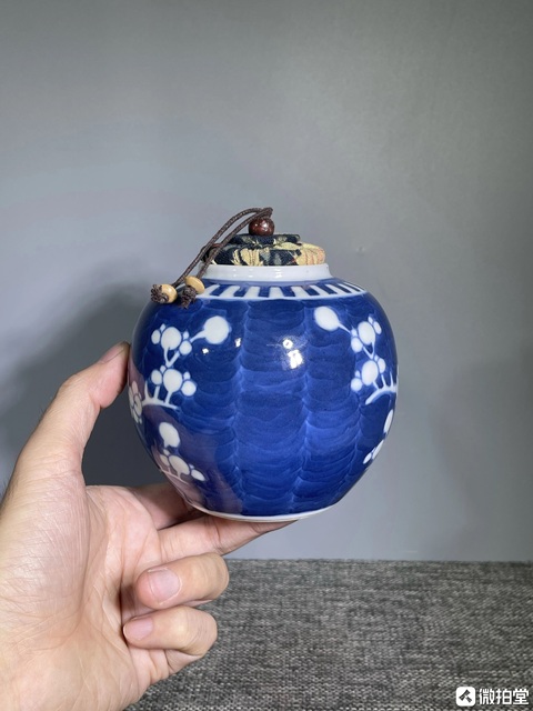 古玩陶瓷晚清青花冰梅罐真品鑒賞圖