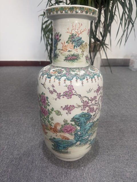 古玩陶瓷富貴大吉花鳥紋棒槌瓶拍賣，當前價格21800元