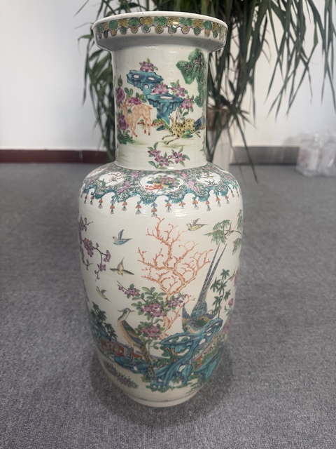 古玩陶瓷富貴大吉花鳥紋棒槌瓶拍賣，當前價格21800元