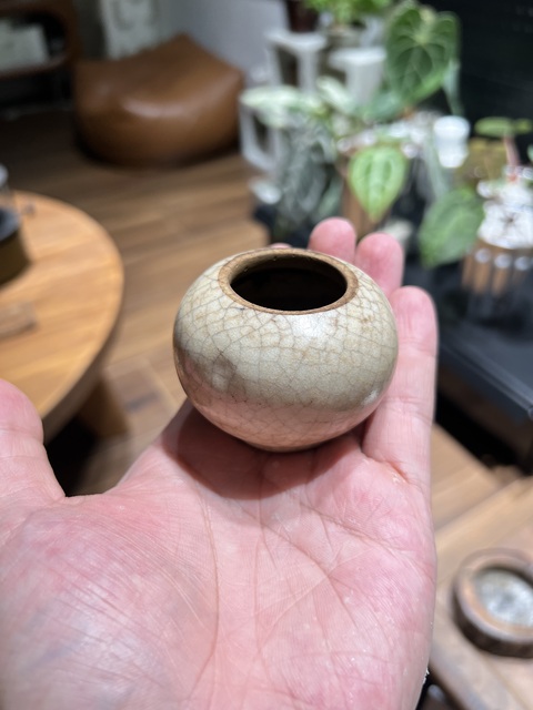 古玩陶瓷哥釉水盂真品鑒賞圖