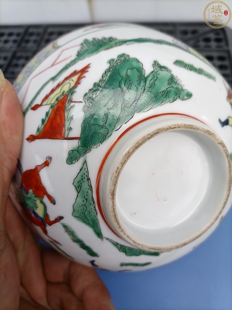 古玩陶瓷刀馬人五彩碗真品鑒賞圖